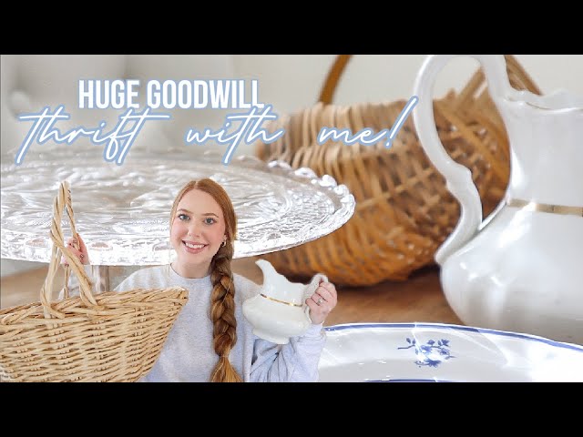 HUGE THRIFT WITH ME AT GOODWILL | THRIFTING FOR COTTAGE HOME DECOR 2024 🧺🫖
