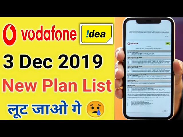 Vodafone Idea New Plan 3 December 2019 ¦Vodafone Idea New Pack Details list¦Vodafone Idea New Charge