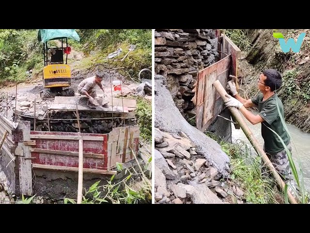 AWESOME ! Building a bridge over the stream and repairs the way up the mountain | WU Vlog ▶PART 1