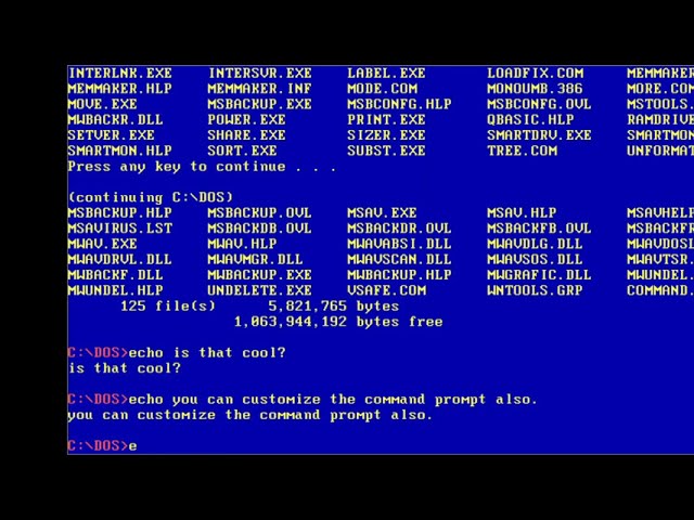 MSDOS SHOWS COLORS - customize DOS 6.22 prompt and background  colors
