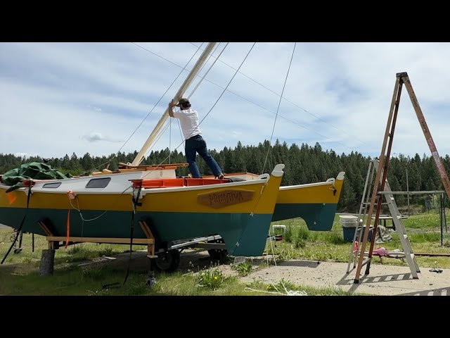 Stepping the Mast for the First Time on a Wharram Tiki 21 Catamaran SV PRIMITIVA EP. 5