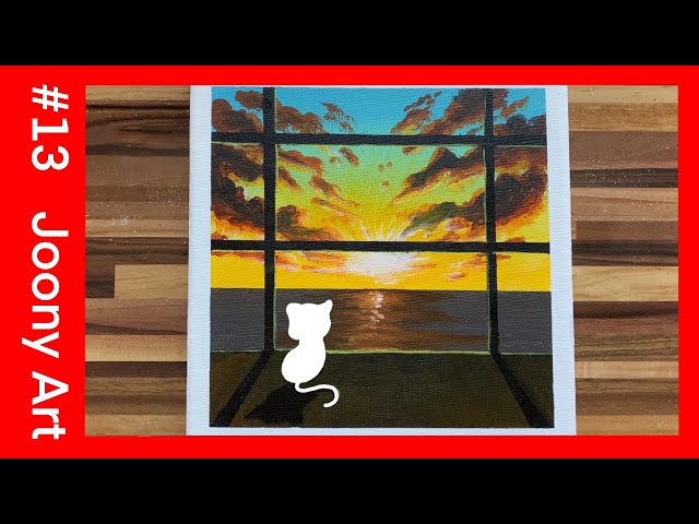 Cat by the Window / Acrylic Painting For Beginners / Daily Challenge #13