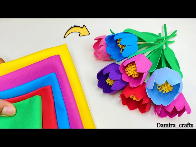 How to Make Beautiful Foam Flowers Tutorial Easy Craft Idea