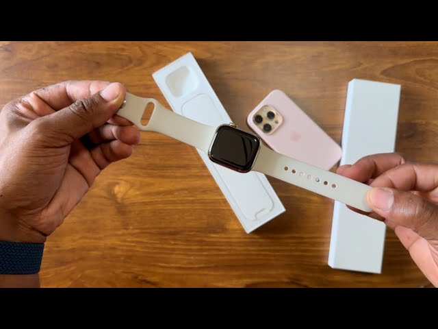 Gold stainless steel apple watch series 8 unboxing and setup | restore from old Apple Watch