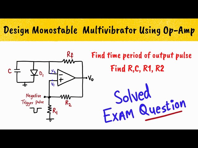 NUMERICALS - Design monostable multivibrator using Opamp - Solved Exam Questions