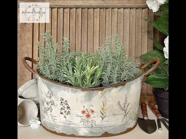 Rustic Bucket Makeover Using Dixie Belle Paint & Transfers