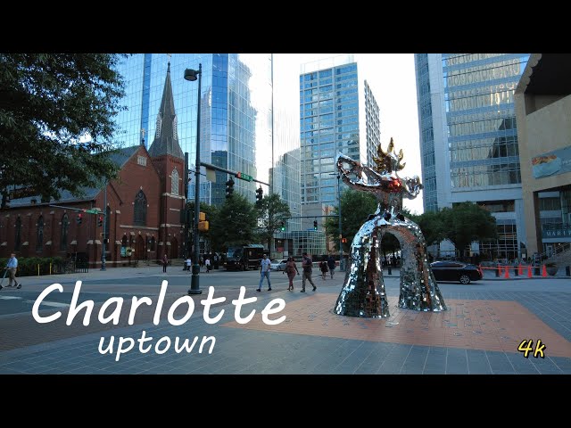 Charlotte's Main Street Walking Tour (4K Street Sounds)