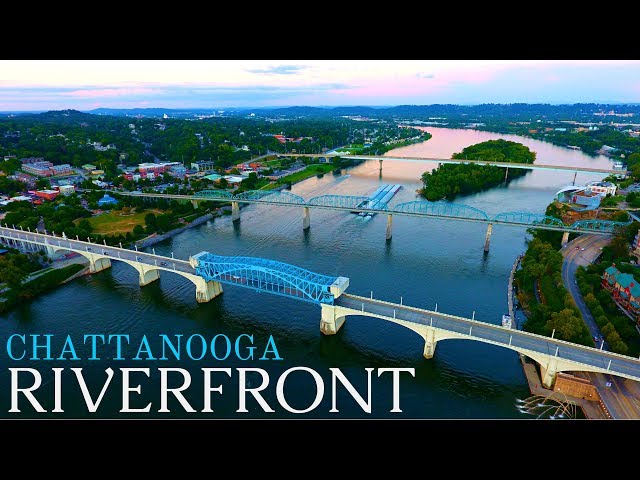 The Chattanooga Riverfront at Sunset (drone footage)