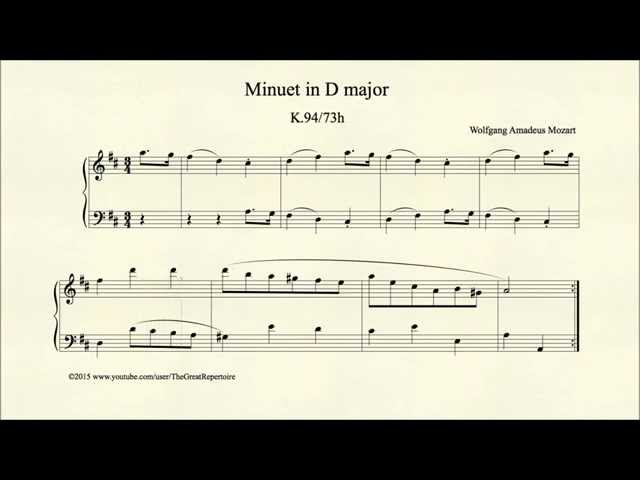 Mozart, Minuet in D major, K 94 73h, Organ