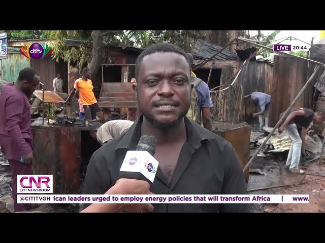 Properties worth thousands of cedis destroyed as fire guts spare parts shop and vehicle at Asokwa