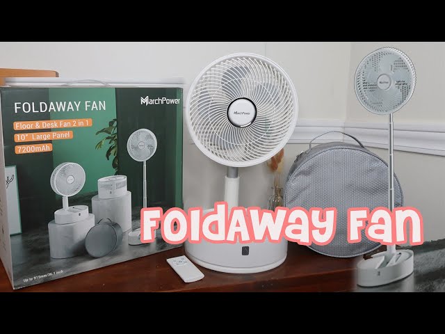 FoldAway Fan Floor & Desk Fan 2in1 by MarchPower Rechargeable Cordless Fan with Remote Control