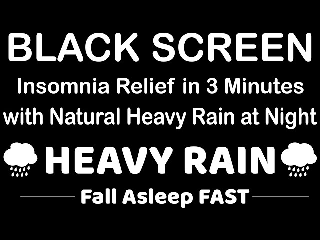 Sleep Hypnosis to Beat Insomnia with Heavy Rain - Improve Sleep Quality with Black Screen