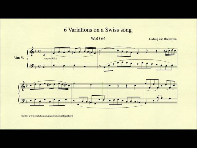 Beethoven, 6 Variations on a Swiss song, WoO 64, Var. V