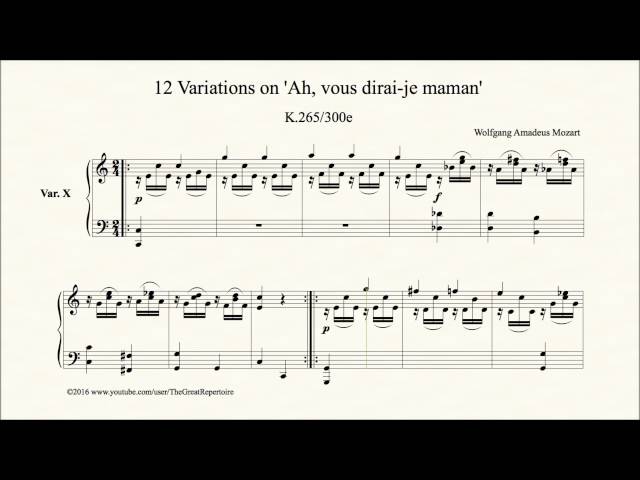 Mozart, 12 Variations on Ah, vous dirai je maman, K 265 300e, Harpsichord, Var. 10