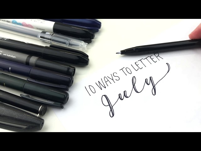 Hand Lettering JULY in 10 lettering styles | With 20 different small brush pens!