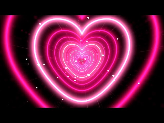 Neon Heart Tunnel Bg Animation💖Pink Heart Background | Heart Moving Background Video Loop 4 Hours