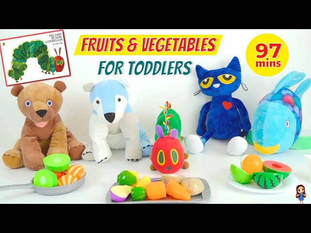 FRUITS and VEGETABLES Name for Kids | Toddler English Vocabulary | The Very Hungry Caterpillar Book