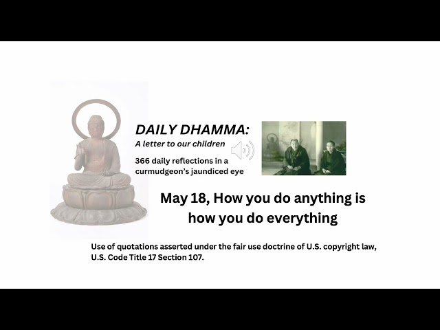 May 18, "How you do anything is how you do everything" Daily Dhamma: A letter to our children