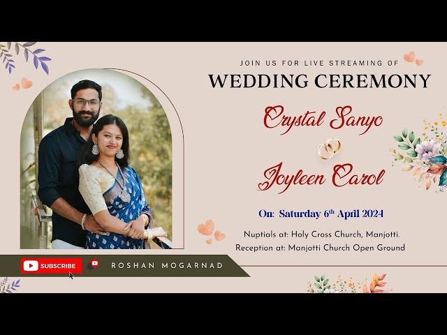 Wedding Ceremony of Crystal Sanyo with Joyleen Carol || Holy cross church Manjotti