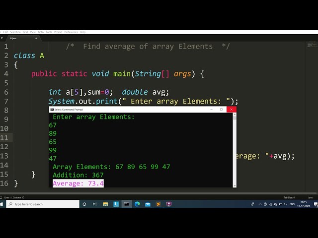 Java program to find average of an array elements | Learn Coding