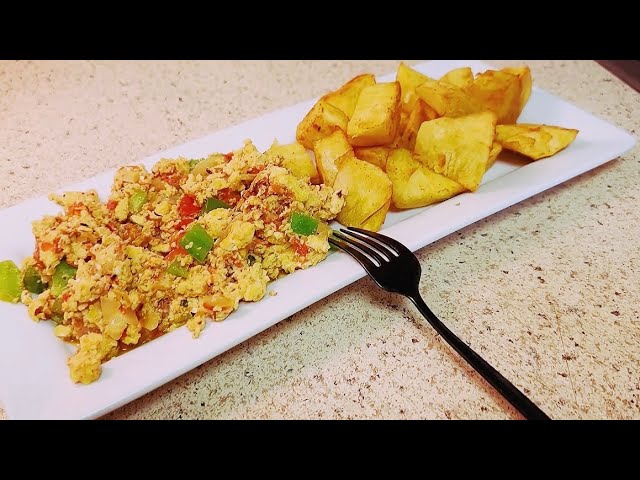 Fried Yam With Egg Sauce