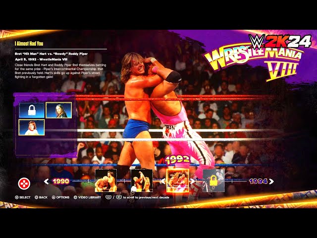 [FIXED ENDING] WWE 2K24 Showcase: Bret "Hit Man" Hart vs. "Rowdy" Roddy Piper | WrestleMania 8