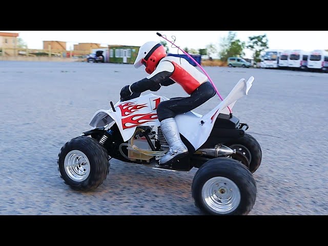Nitro Gas Powered RC ATV Bike - First Ride, Run Away & Crash