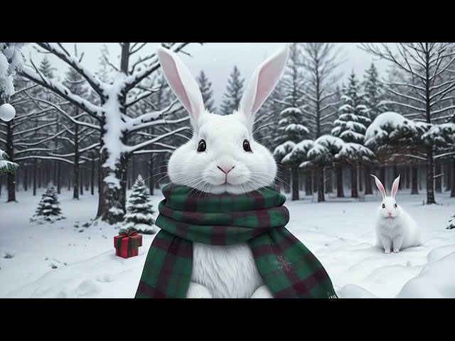 Animated Snowy Landscape & Cute Bunny