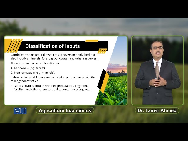 Classification of Inputs | Agricultura Economics | ECO608_Topic057