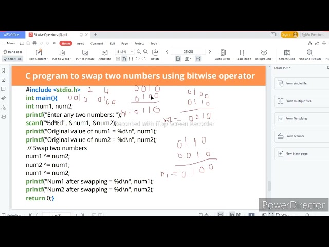 Swap Two Numbers Using Bitwise Operator
