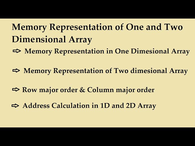 Memory representation and Address calculation in Array [one and two dimensional Array]