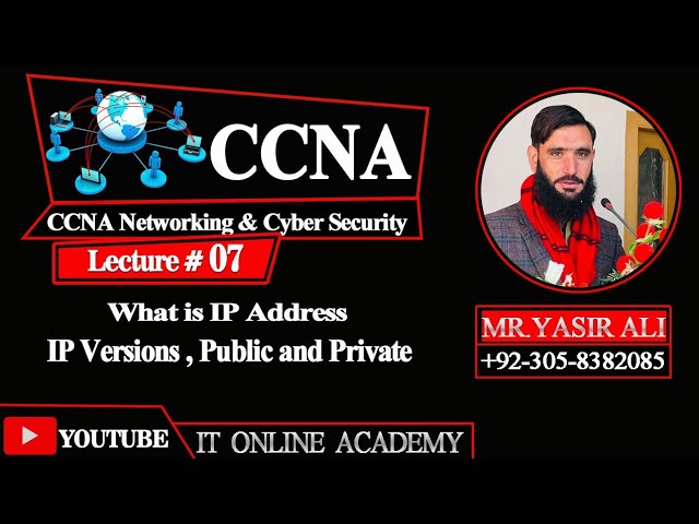 CCNA Part 7 IP Address Versions Public and Private IP Address ||  by Yasir Ali.