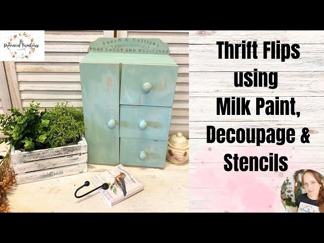 Thrift Flips using Milk Paint, Decoupage & Stencils | Primitive Rustic Home Decor | Farmhouse