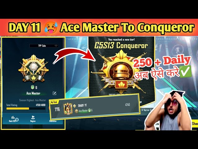 Day 11🇮🇳 Ace Master To Conqueror Best Strategy🔥 | Conqueror rank push tips and tricks✅