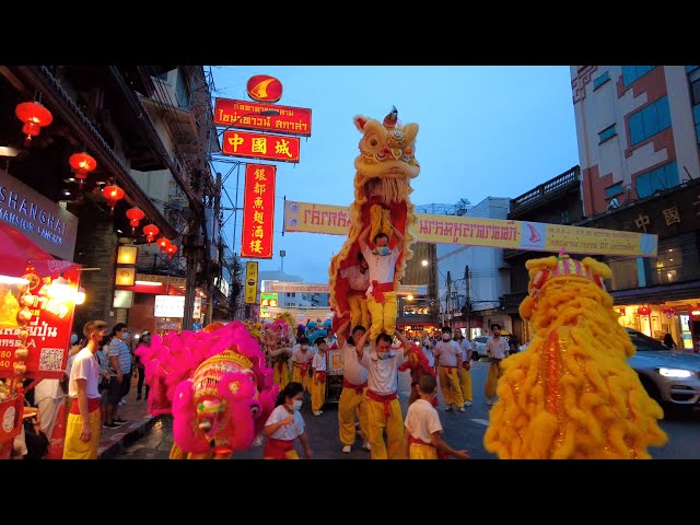 [4K] Chinese Lion Dance Dragon Dance - Amazing Parade in Bangkok Chinatown