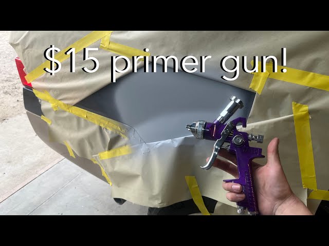 Spraying primer with a $15 harbor freight paint gun