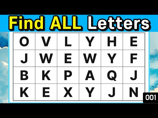 🔎Find letters #001 Find 3 letters used 3 times. [concentration,memory,brain exercise for seniors]