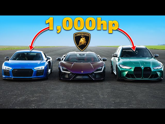 Lamborghini Revuelto vs M3 Touring de 1000hp vs R8 de 1000hp: ARRANCONES
