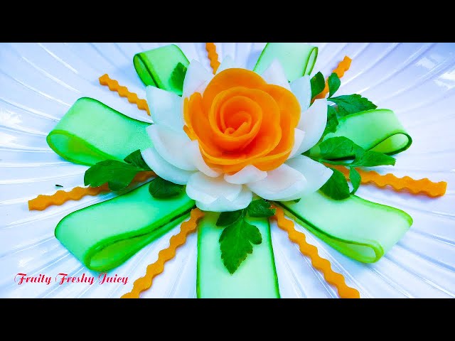CARROT ROSE Sitting On ONION LOTUS FLOWER With Great Cucumber Designs