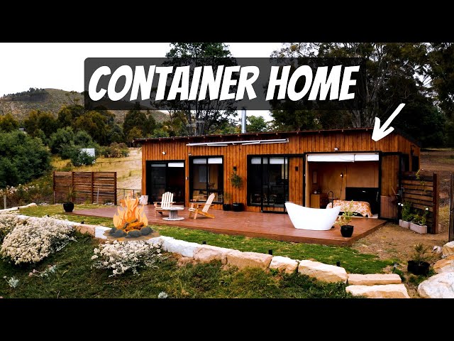 *TWIN SHIPPING CONTAINER* Tiny House With Amazing Outdoor Bath! | Cleary's Corner Tiny House Tour!