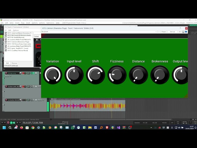 Quick demo of current state of my IR-less speaker cabinet simulator plugin