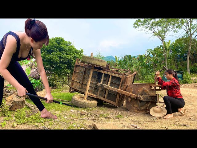 Genius girl repairs old agricultural machines, replaces and restores new machines full video