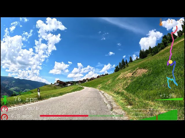 Indoor Cycling Uphill Workout Kronplatz Dolomites Italy Telemetry 4K Video