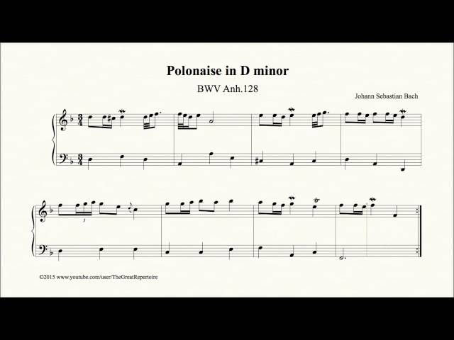 Bach, Polonaise in D minor, BWV Anh 128, Organ