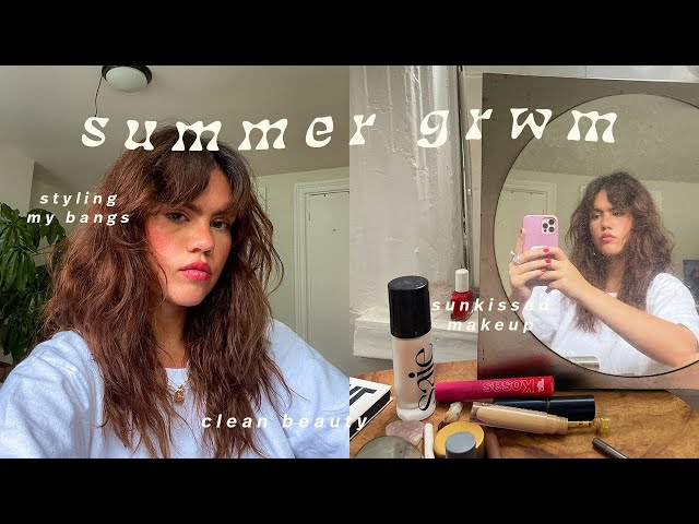 Summer GRWM Hair and Makeup: curtain bangs, Kosas, Saie, + more
