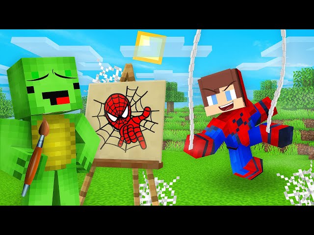 JJ and Mikey Use DRAWING MOD to BECAME SUPERHERO in Minecraft - Maizen