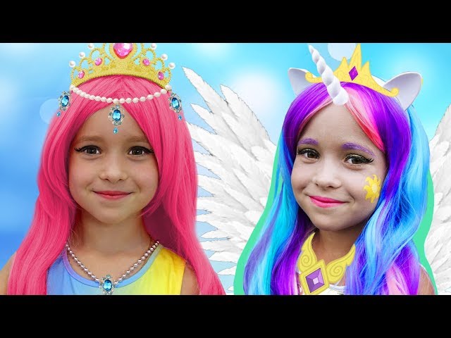 Sofia Pretend Princess Celestia and Barbie