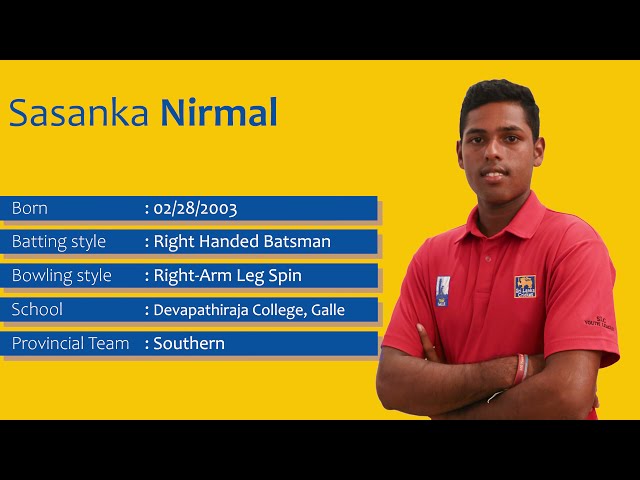 Get to Know | Sasanka Nirmal | Sri Lanka Under 19 Player