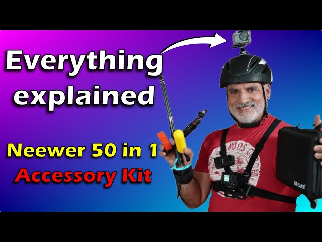 How to use Action Cam Accessory Kit with demo Neewer 50 in 1