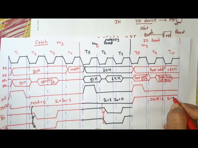 U1 L19 | Timing diagram for IN 64 H of 8085 microprocessors | Timing diagram  of IN Instruction